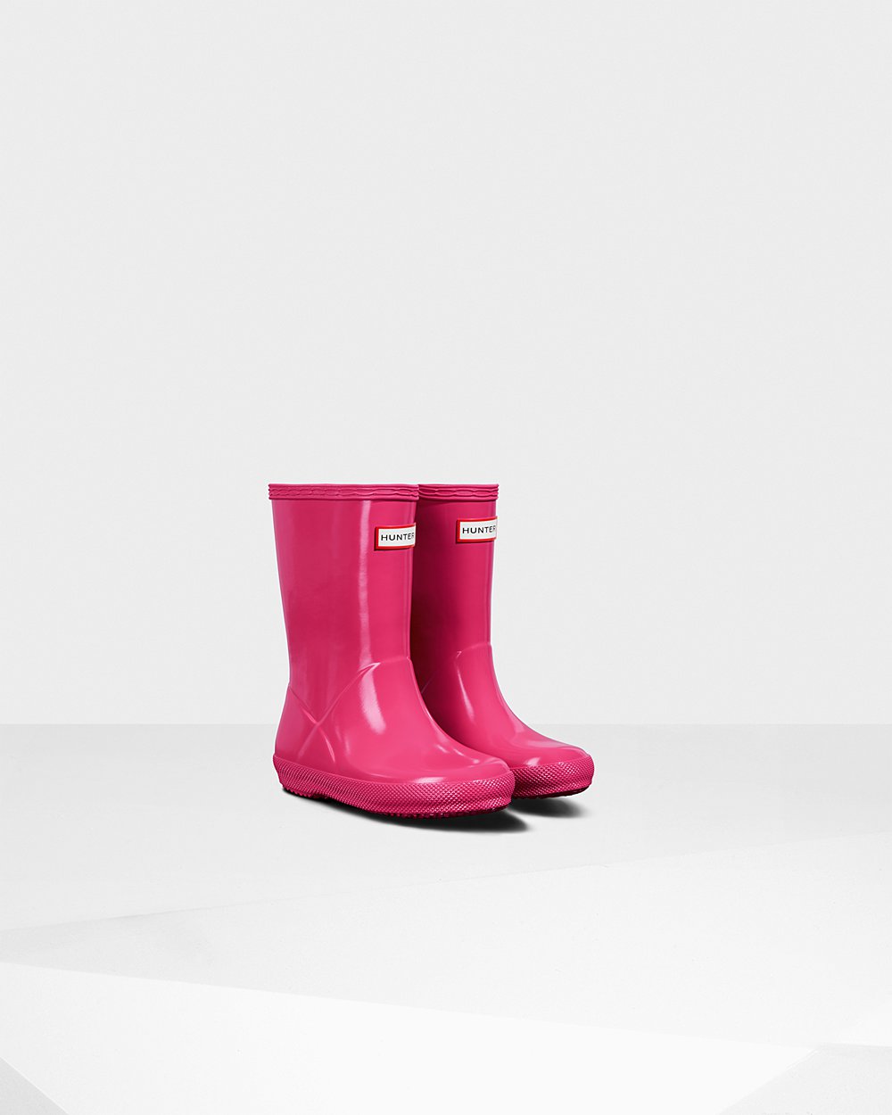 Bottes de Pluie Hunter Original First Classic Gloss Enfant Rose Clair LOKGZTQ-04